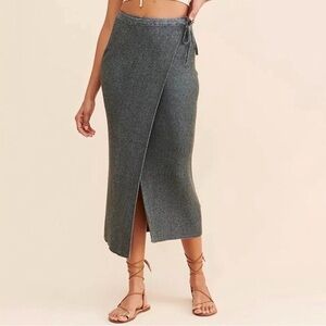 Free People Borderline Knit Wrap Midi Skirt